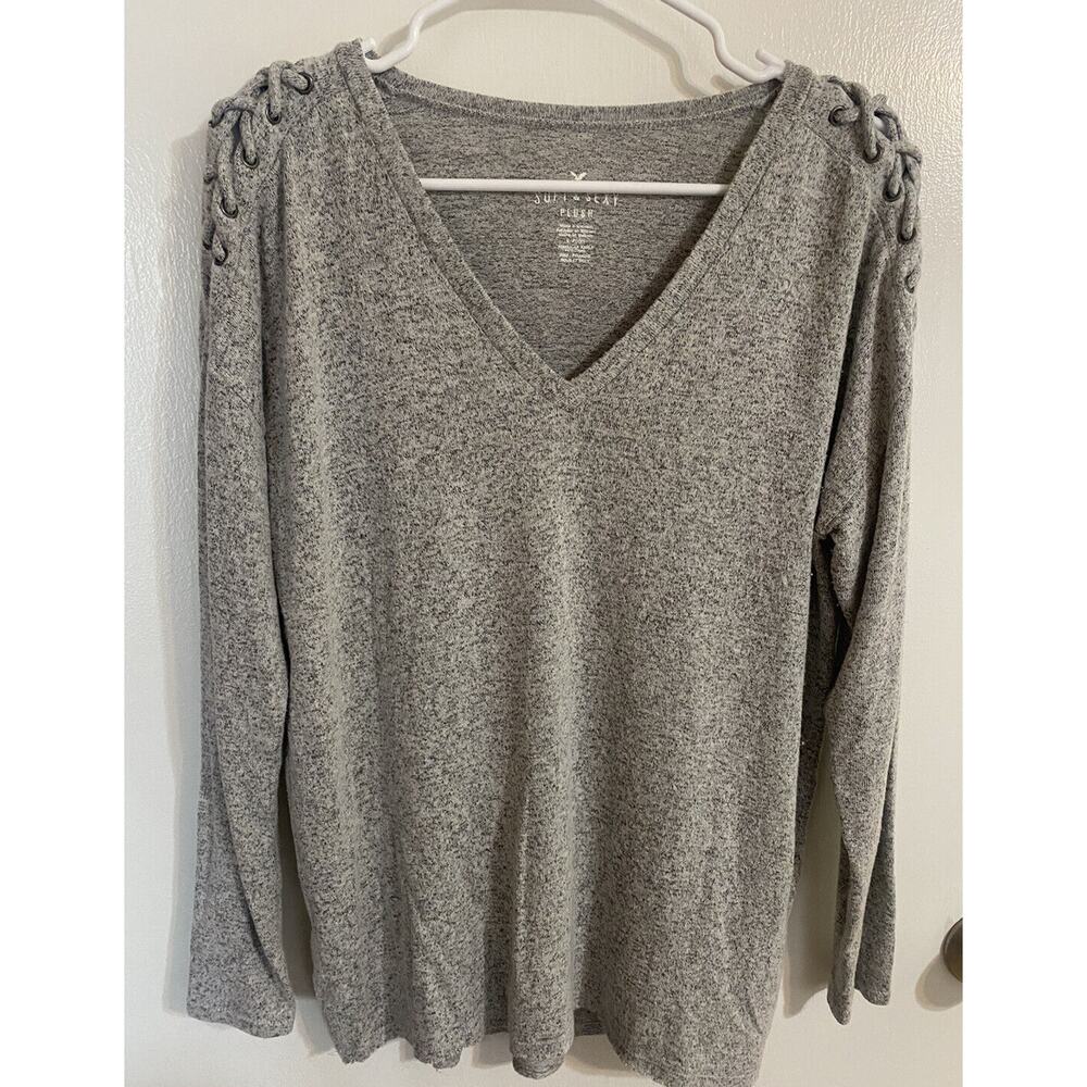 American Eagle Sweater Soft & Sexy Plush Small Oversized‎ Long Sleeve Gray